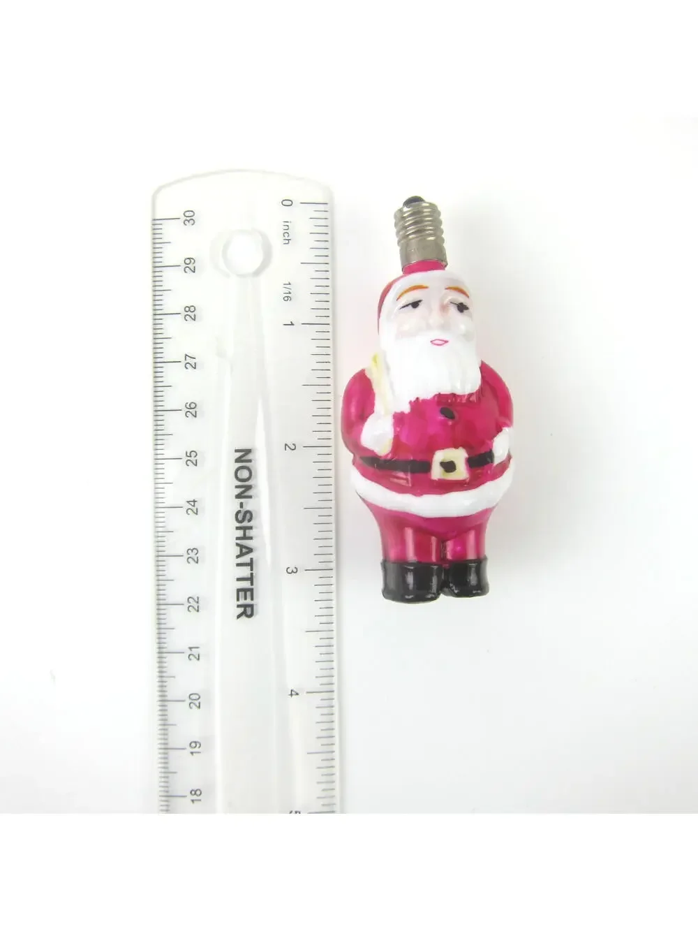 Vintage Santa Claus Christmas Milk Glass Light Bulb C6 Figural Toy Sack Japan